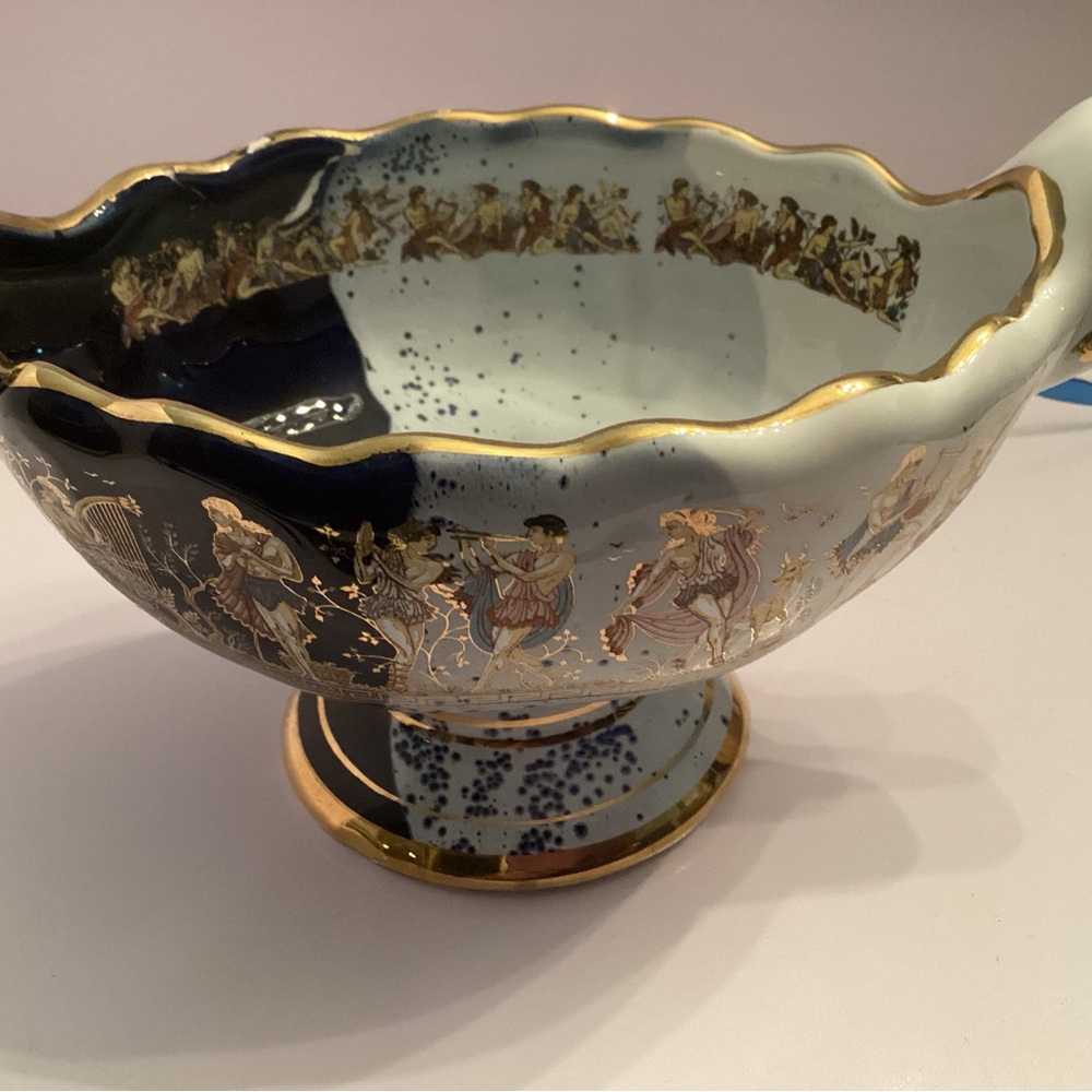 Elegant Gold and Blue Decorative Bowl